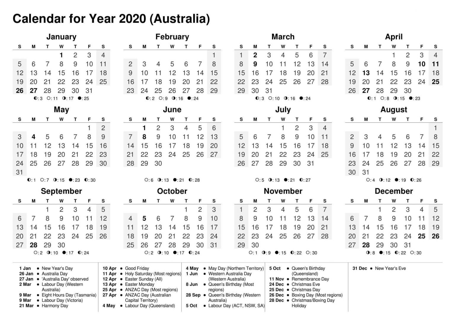 Yearly 2020 Calendar Free 12 Month 2020 Calendar Printable