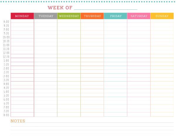 Free Printable Weekly Calendar