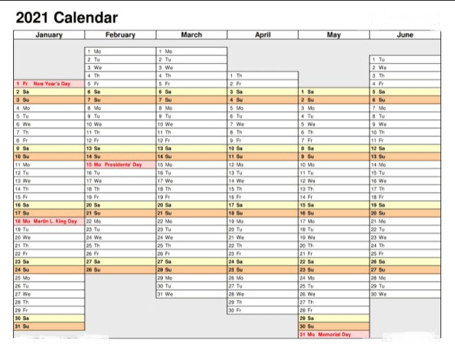 Calendar Yearly Planner Template For 2021