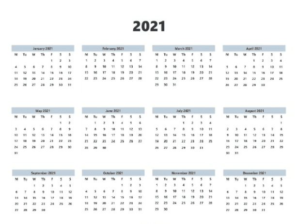 Free Printable Calendar 2021