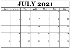 July 2021 Calendar Template