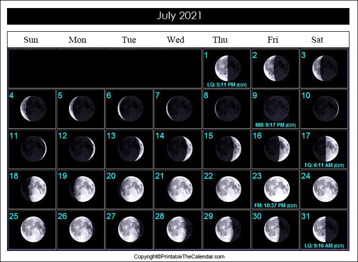 July 2021 Full Moon Calendar