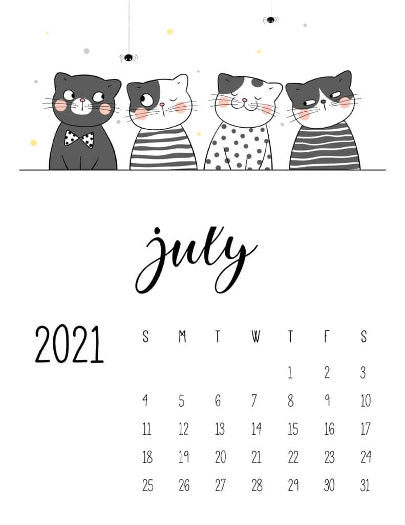 July 2021 calendar word