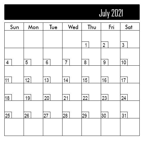 july 2021 calendar printable template