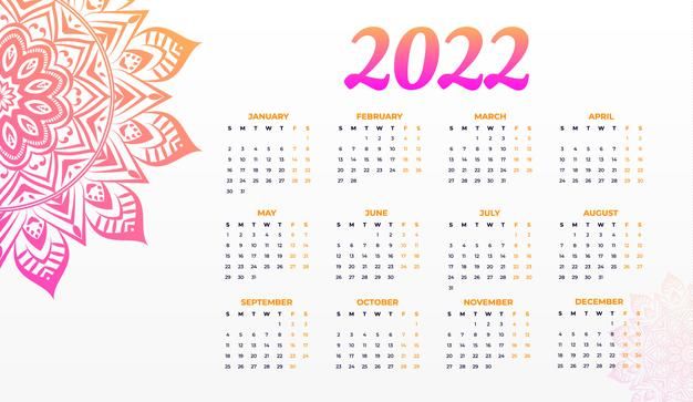 New Year Calendar 2022