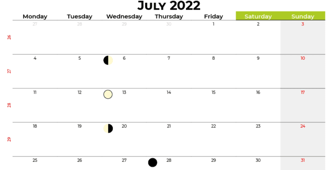 Moon Phases July 2022