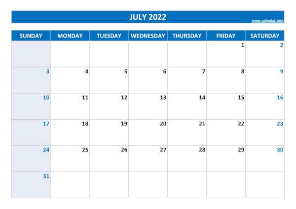 july 2022 calendar printable template