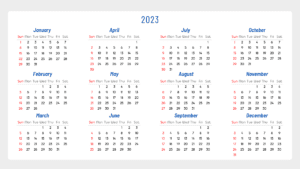 Simple 2023 Calendar